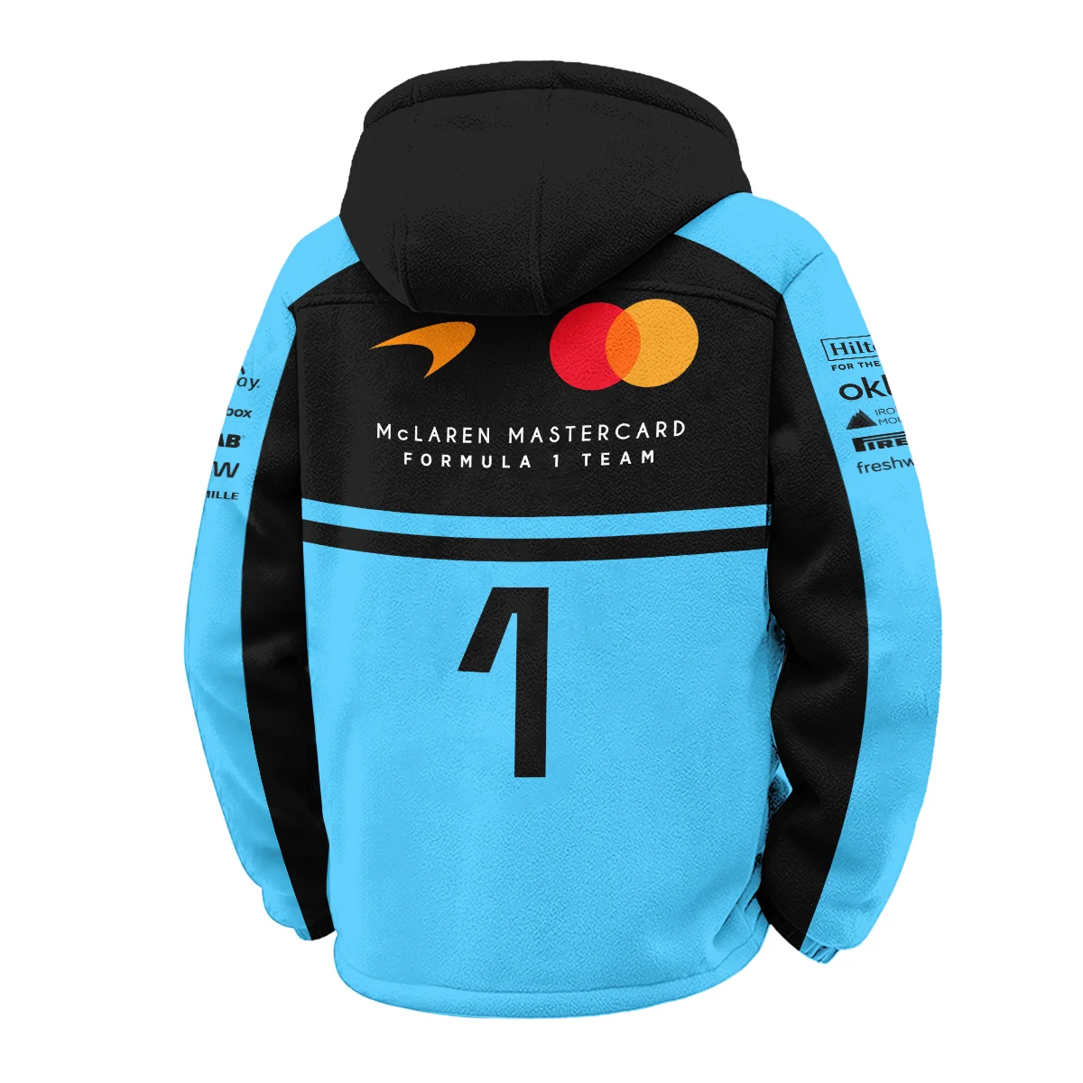 2026 Lando Norris 1 McLaren F1 Teamwear Winter Fleece Jacket BLNR25326A3WFJ - Cyan 2026 Lando Norris 1 McLaren F1 Teamwear Winter Fleece Jacket BLNR25326A3WFJ - Cyan