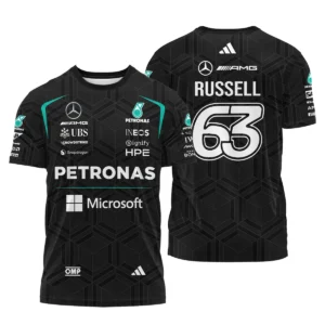 2026 George Russell Mercedes F1 Teamwear Hoodie Half Zip BLGR30326A1HDF - Black