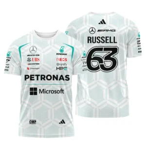 2026 George Russell Mercedes F1 Teamwear Polo Shirt BLGR30326A2PL - White