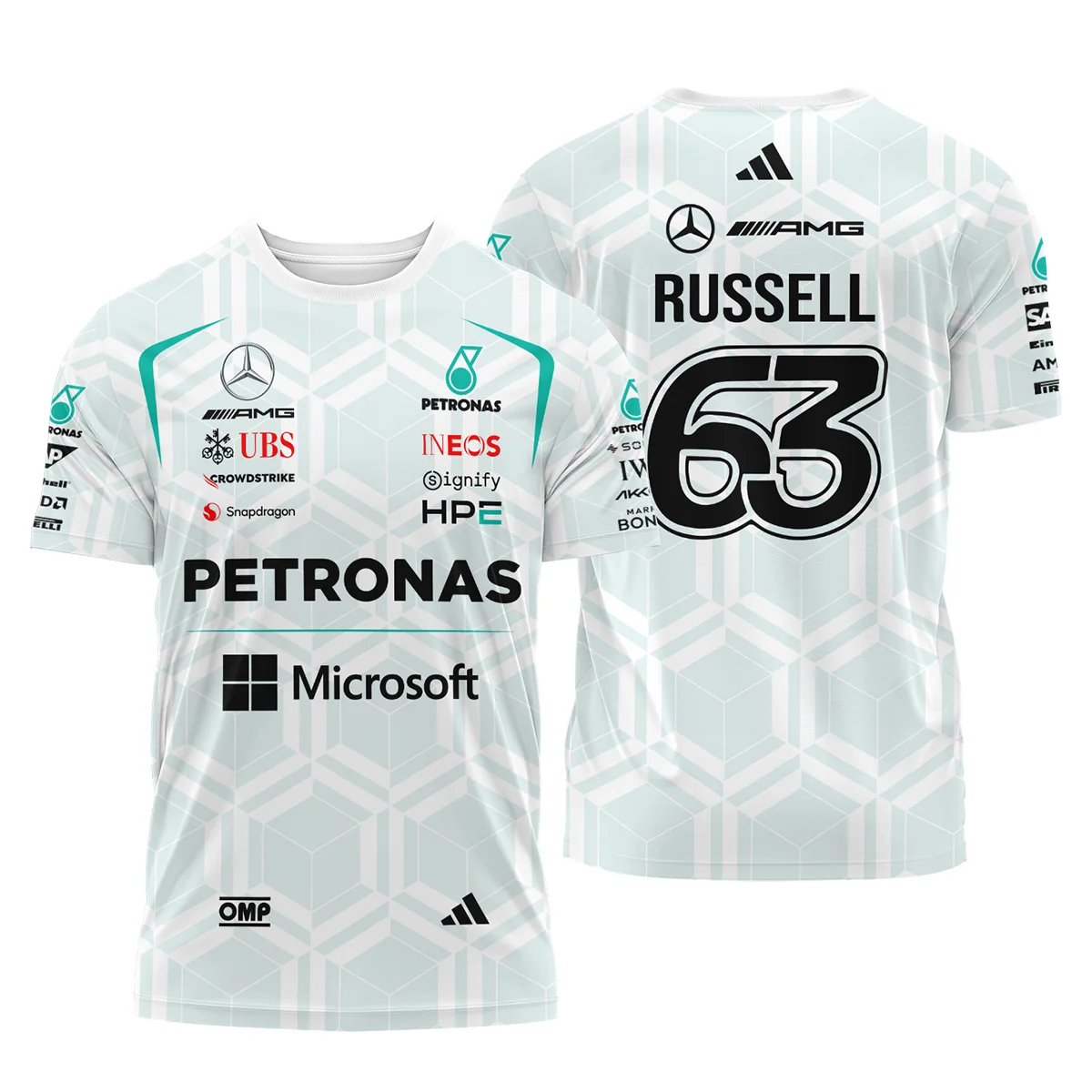 2026 George Russell Mercedes F1 Teamwear T-Shirt BLGR30326A2TS - White 2026 George Russell Mercedes F1 Teamwear T-Shirt BLGR30326A2TS - White