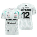 2026 Kimi Antonelli Mercedes F1 Teamwear T-Shirt BLKA29326A2TS - White