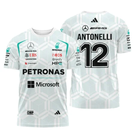 2026 Kimi Antonelli Mercedes F1 Teamwear T-Shirt BLKA29326A2TS - White