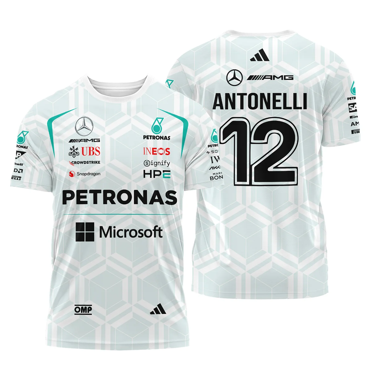 2026 Kimi Antonelli Mercedes F1 Teamwear T-Shirt BLKA29326A2TS - White 2026 Kimi Antonelli Mercedes F1 Teamwear T-Shirt BLKA29326A2TS - White