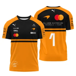 2026 Lando Norris 1 McLaren F1 Teamwear Quarter Zip Sweatshirt BLNR25326A1QZS - Orange