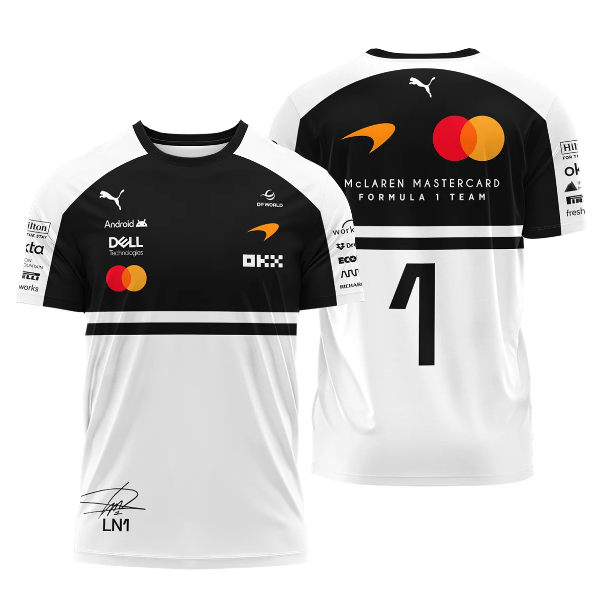 2026 Lando Norris 1 McLaren F1 Teamwear T-Shirt BLNR25326A2TS - White 2026 Lando Norris 1 McLaren F1 Teamwear T-Shirt BLNR25326A2TS - White