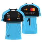 2026 Lando Norris 1 McLaren F1 Teamwear T-Shirt BLNR25326A3TS - Cyan
