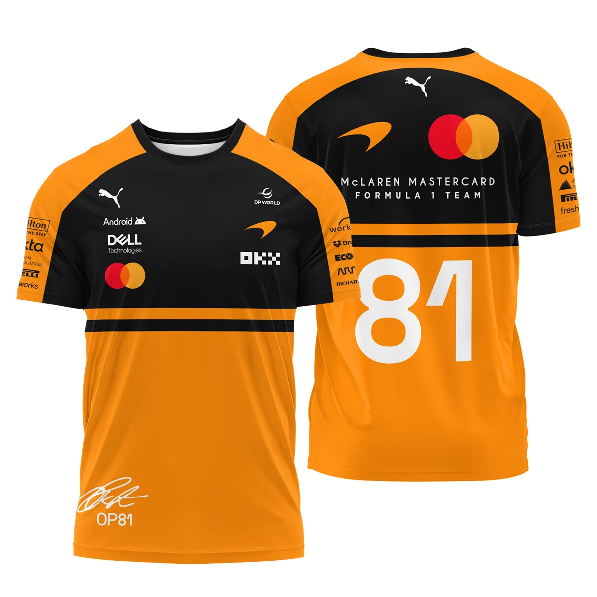 2026 Oscar Piastri 81 McLaren F1 Teamwear T-Shirt BLOP25326A1TS - Orange 2026 Oscar Piastri 81 McLaren F1 Teamwear T-Shirt BLOP25326A1TS - Orange