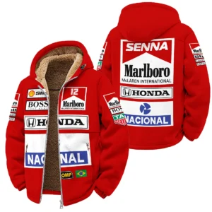 1988 Ayrton Senna Honda Race Suit Marlboro McLaren Hoodie Quilted Waffle BL3725A2HQW