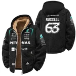 2026 George Russell Mercedes F1 Teamwear Winter Fleece Jacket BLGR30326A1WFJ - Black