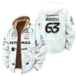 2026 George Russell Mercedes F1 Teamwear Winter Fleece Jacket BLGR30326A2WFJ - White