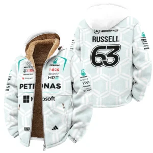 2026 George Russell Mercedes F1 Teamwear Hoodie Quilted Waffle BLGR30326A2HQW - White