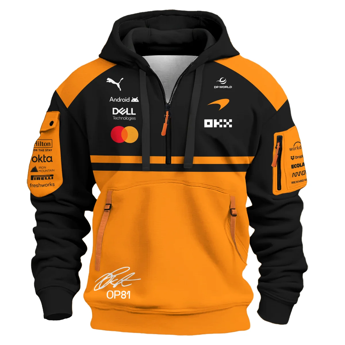 2026 Oscar Piastri 81 McLaren F1 Teamwear Hoodie Half Zip BLOP25326A1HDF - Orange 2026 Oscar Piastri 81 McLaren F1 Teamwear Hoodie Half Zip BLOP25326A1HDF - Orange