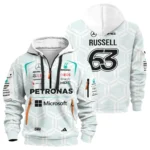 2026 George Russell Mercedes F1 Teamwear Hoodie Half Zip BLGR30326A2HDF - White