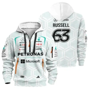 2026 George Russell Mercedes F1 Teamwear Sweatshirt Zipper BLGR30326A2SHZ - White