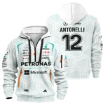 2026 Kimi Antonelli Mercedes F1 Teamwear Hoodie Half Zip BLKA29326A2HDF - White