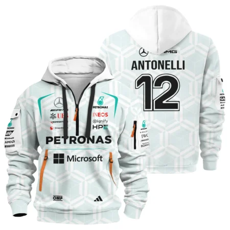 2026 Kimi Antonelli Mercedes F1 Teamwear Hoodie Half Zip BLKA29326A2HDF - White