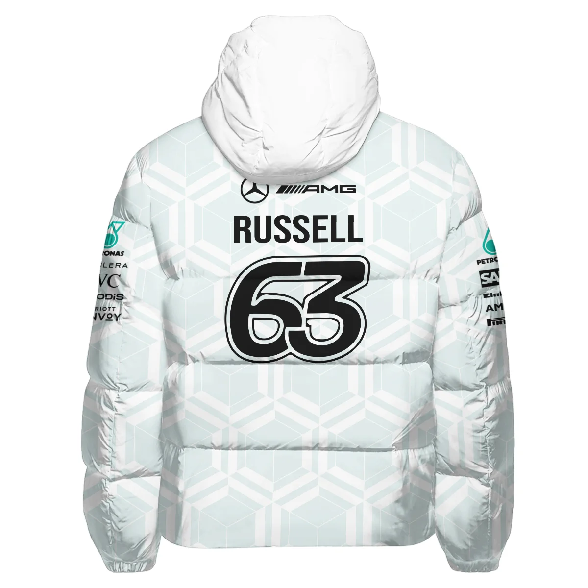 2026 George Russell Mercedes F1 Teamwear Down & Puffer Jackets BLGR30326A2HCJ - White 2026 George Russell Mercedes F1 Teamwear Down & Puffer Jackets BLGR30326A2HCJ - White