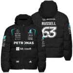 2026 George Russell Mercedes F1 Teamwear Down & Puffer Jackets BLGR30326A1HCJ - Black