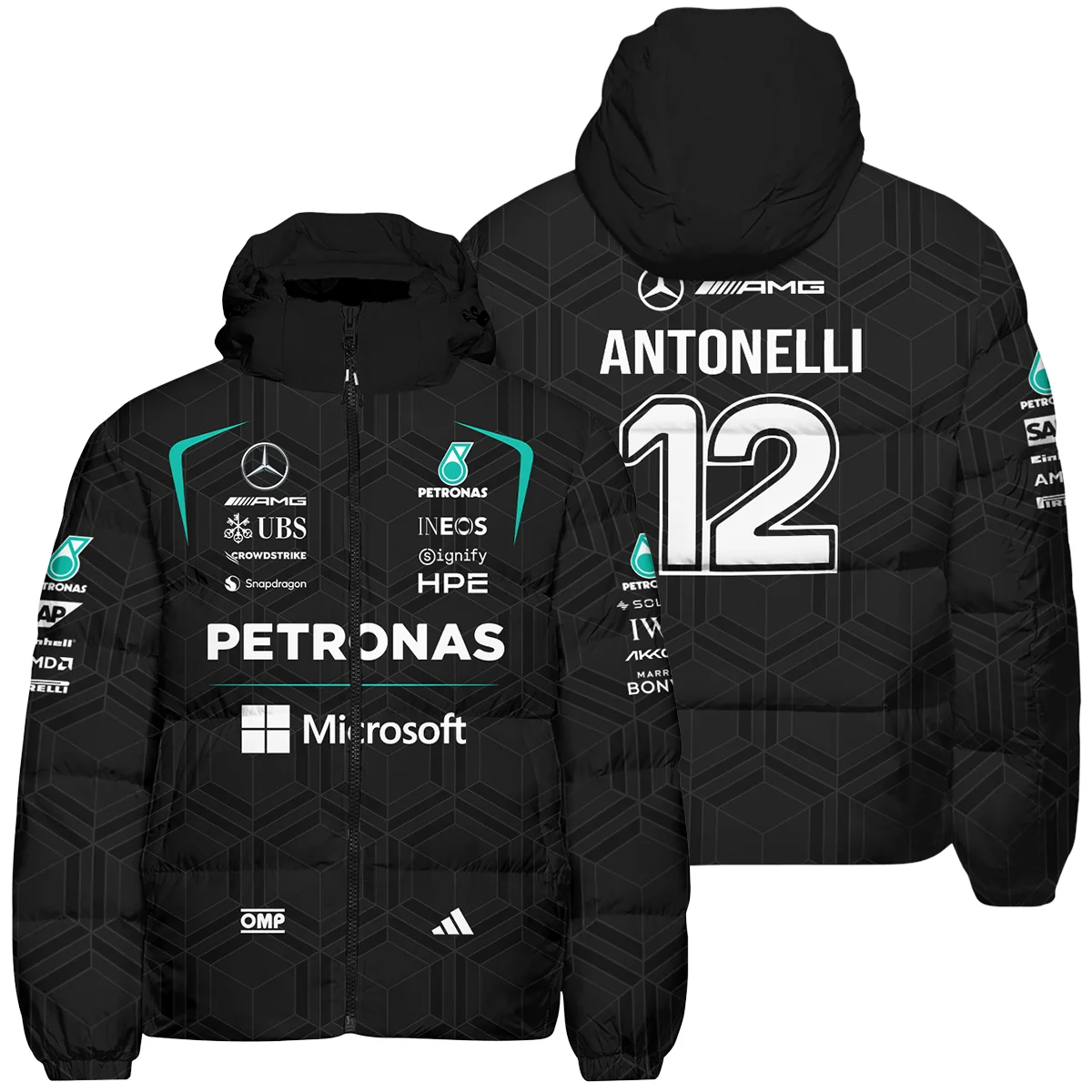 2026 Kimi Antonelli Mercedes F1 Teamwear Down & Puffer Jackets BLKA29326A1HCJ - Black 2026 Kimi Antonelli Mercedes F1 Teamwear Down & Puffer Jackets BLKA29326A1HCJ - Black