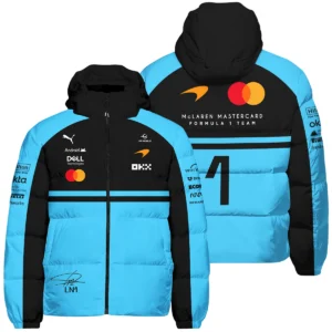 2026 Lando Norris 1 McLaren F1 Teamwear Hoodie BLNR25326A3HD - Cyan