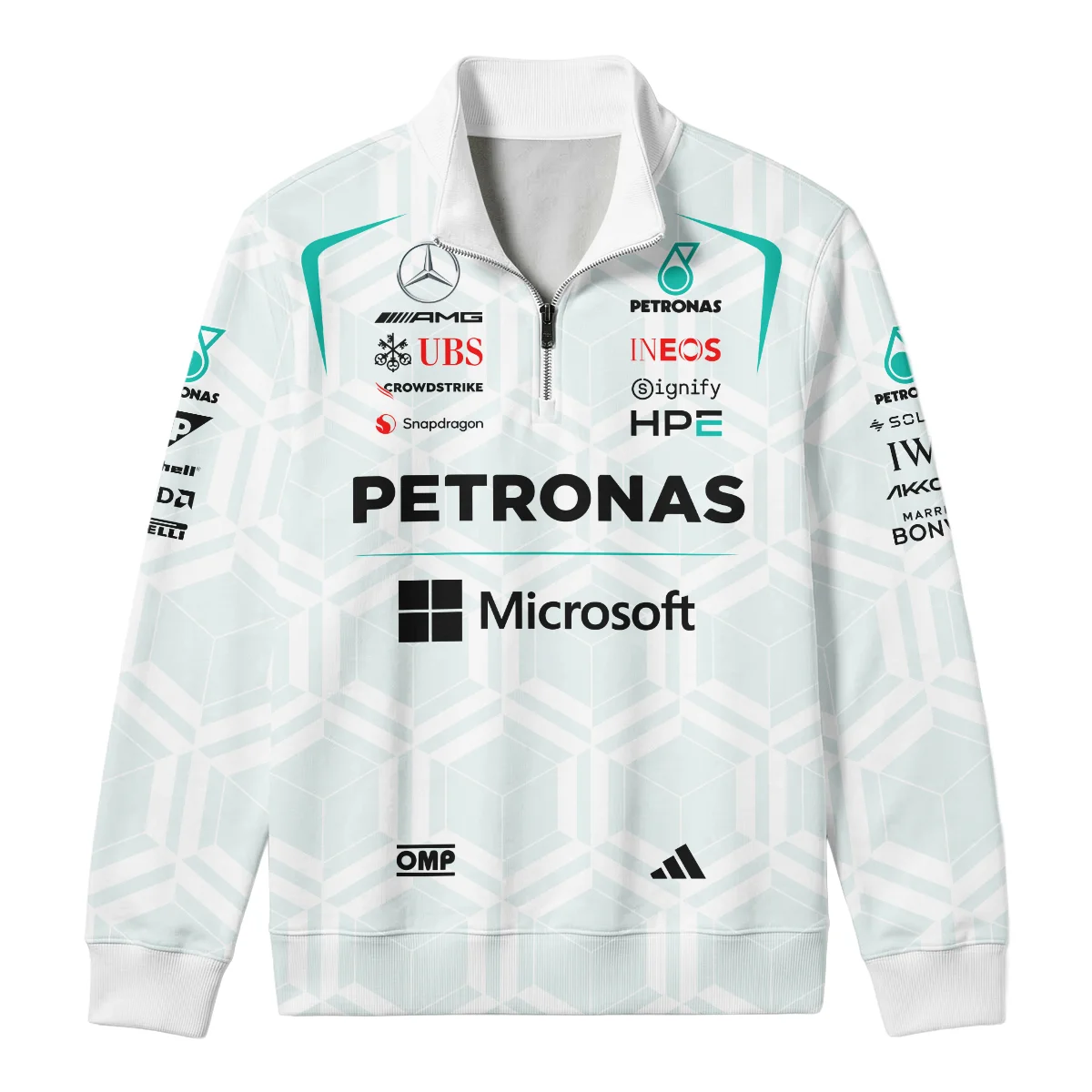 2026 Kimi Antonelli Mercedes F1 Teamwear Quarter Zip Sweatshirt BLKA29326A2QZS - White 2026 Kimi Antonelli Mercedes F1 Teamwear Quarter Zip Sweatshirt BLKA29326A2QZS - White