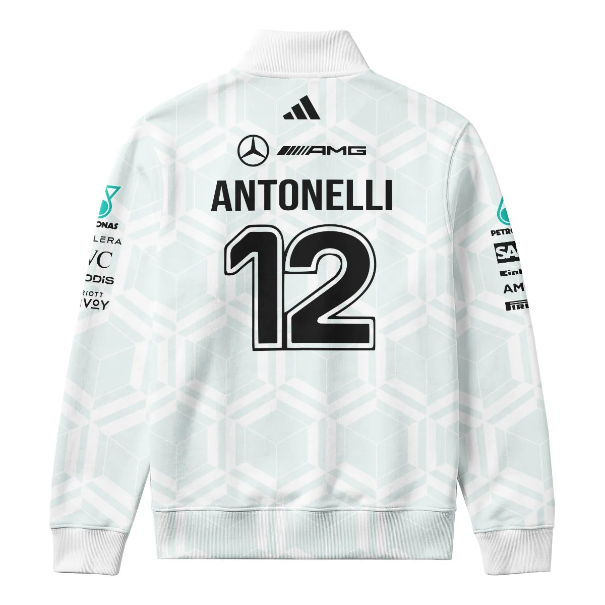 2026 Kimi Antonelli Mercedes F1 Teamwear Quarter Zip Sweatshirt BLKA29326A2QZS - White 2026 Kimi Antonelli Mercedes F1 Teamwear Quarter Zip Sweatshirt BLKA29326A2QZS - White