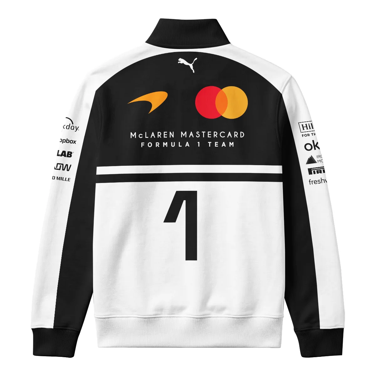 2026 Lando Norris 1 McLaren F1 Teamwear Quarter Zip Sweatshirt BLNR25326A2QZS - White 2026 Lando Norris 1 McLaren F1 Teamwear Quarter Zip Sweatshirt BLNR25326A2QZS - White