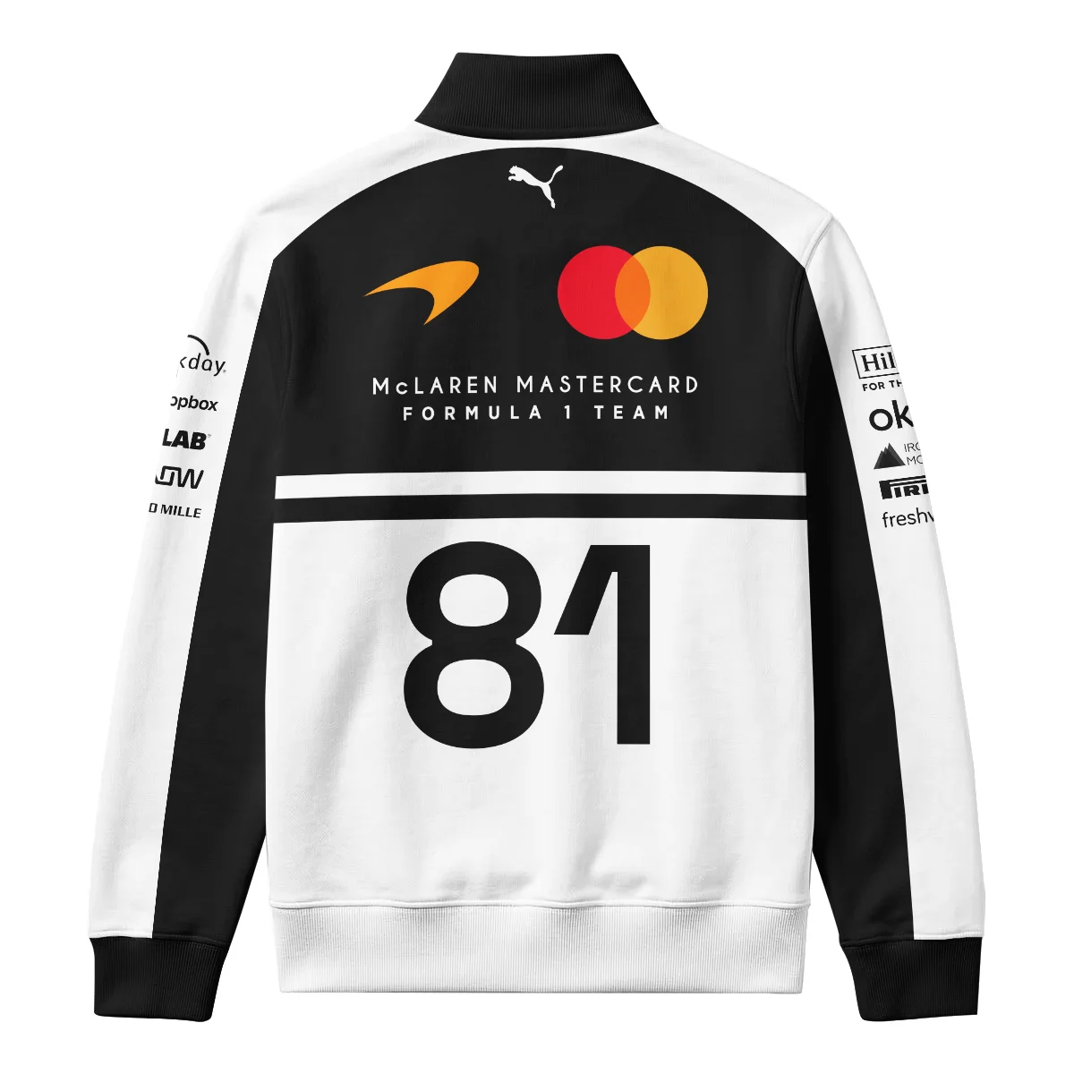 2026 Oscar Piastri 81 McLaren F1 Teamwear Quarter Zip Sweatshirt BLOP25326A2QZS - White 2026 Oscar Piastri 81 McLaren F1 Teamwear Quarter Zip Sweatshirt BLOP25326A2QZS - White