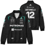 2026 Kimi Antonelli Mercedes F1 Teamwear Quarter Zip Sweatshirt BLKA29326A1QZS - Black