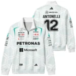 2026 Kimi Antonelli Mercedes F1 Teamwear Quarter Zip Sweatshirt BLKA29326A2QZS - White