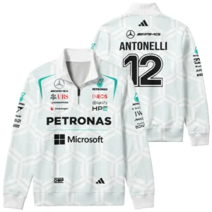 2026 Kimi Antonelli Mercedes F1 Teamwear Sweatshirt Zipper BLKA29326A2SHZ - White 2026 Kimi Antonelli Mercedes F1 Teamwear Sweatshirt Zipper BLKA29326A2SHZ - White