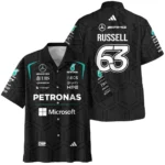 2026 George Russell Mercedes F1 Teamwear Hawaiian Shirt BLGR30326A1HW - Black