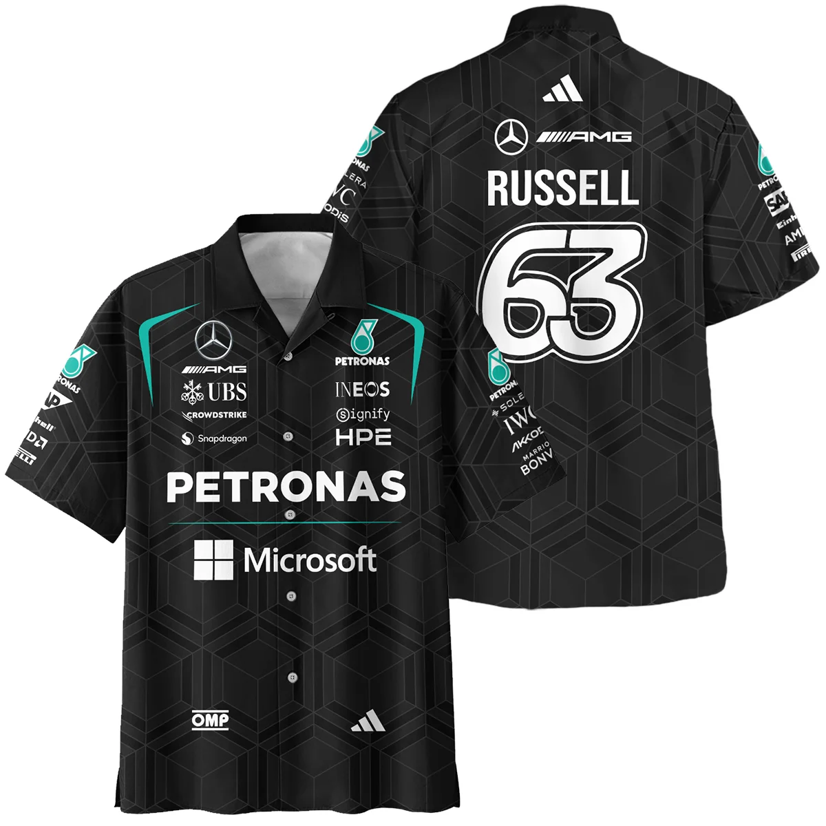 2026 George Russell Mercedes F1 Teamwear Hawaiian Shirt BLGR30326A1HW - Black 2026 George Russell Mercedes F1 Teamwear Hawaiian Shirt BLGR30326A1HW - Black