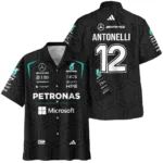 2026 Kimi Antonelli Mercedes F1 Teamwear Hawaiian Shirt BLKA29326A1HW - Black