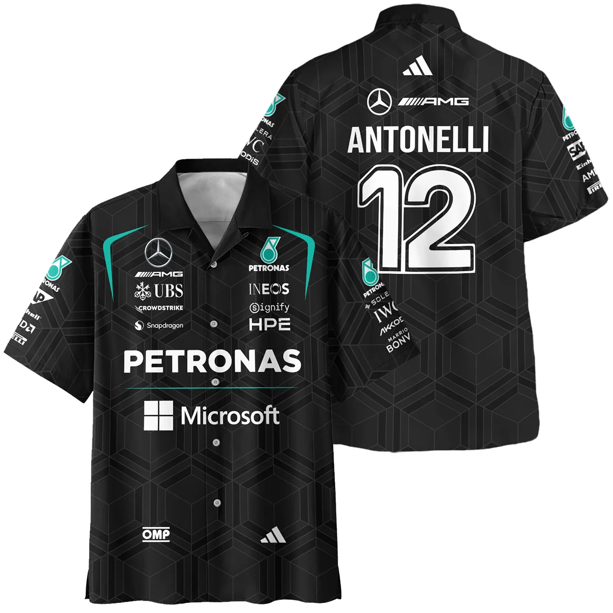 2026 Kimi Antonelli Mercedes F1 Teamwear Hawaiian Shirt BLKA29326A1HW - Black 2026 Kimi Antonelli Mercedes F1 Teamwear Hawaiian Shirt BLKA29326A1HW - Black