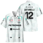2026 Kimi Antonelli Mercedes F1 Teamwear Hawaiian Shirt BLKA29326A2HW - White