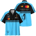 2026 Lando Norris 1 McLaren F1 Teamwear Hawaiian Shirt BLNR25326A3HW - Cyan
