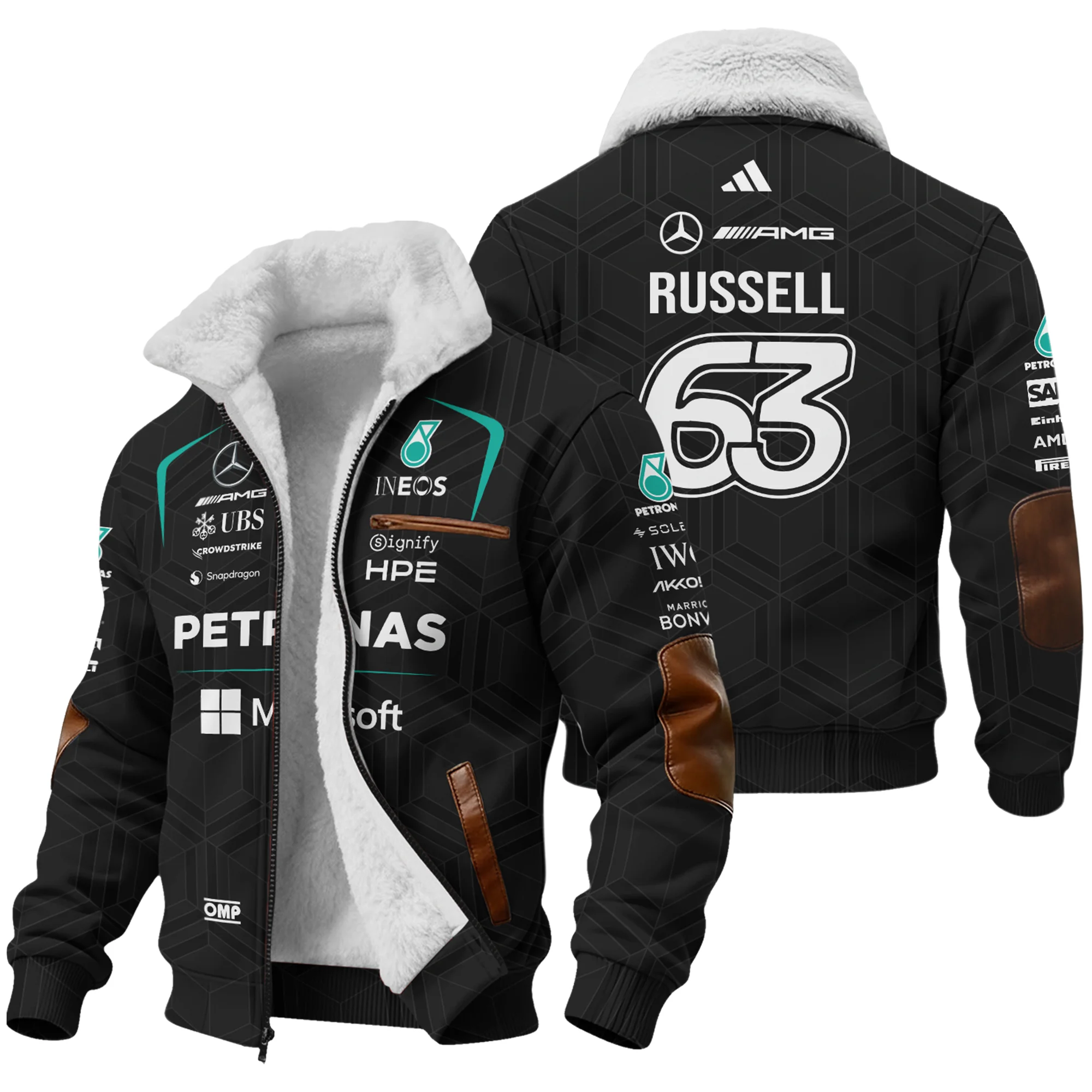 2026 George Russell Mercedes F1 Teamwear Fleece Jacket BLGR30326A1FJ - Black 2026 George Russell Mercedes F1 Teamwear Fleece Jacket BLGR30326A1FJ - Black