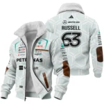 2026 George Russell Mercedes F1 Teamwear Fleece Jacket BLGR30326A2FJ - White