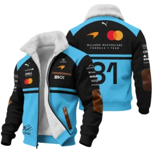 2026 Oscar Piastri 81 McLaren F1 Teamwear Bomber BLOP25326A3BB - Cyan