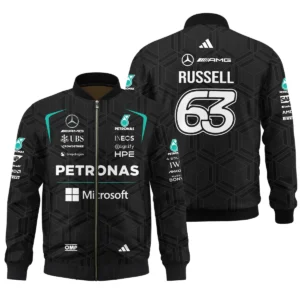 2026 George Russell Mercedes F1 Teamwear Zipper Hoodie BLGR30326A1ZHD - Black