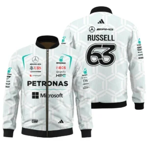 2026 George Russell Mercedes F1 Teamwear Fleece Jacket BLGR30326A2FJ - White
