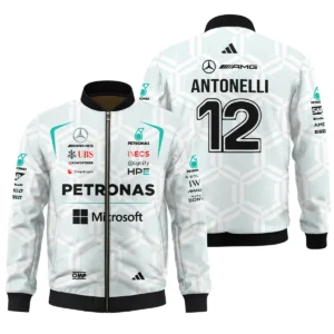 2026 Kimi Antonelli Mercedes F1 Teamwear Zipper Hoodie BLKA29326A2ZHD - White