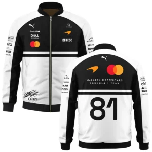 2026 Oscar Piastri 81 McLaren F1 Teamwear Zipper Hoodie BLOP25326A2ZHD - White 2026 Oscar Piastri 81 McLaren F1 Teamwear Zipper Hoodie BLOP25326A2ZHD - White