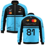 2026 Oscar Piastri 81 McLaren F1 Teamwear Bomber BLOP25326A3BB - Cyan